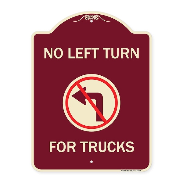 Signmission No Left Turn for Trucks W/ Graphic Heavy-Gauge Aluminum Architectural Sign, 24" x 18", BU-1824-23843 A-DES-BU-1824-23843 - main